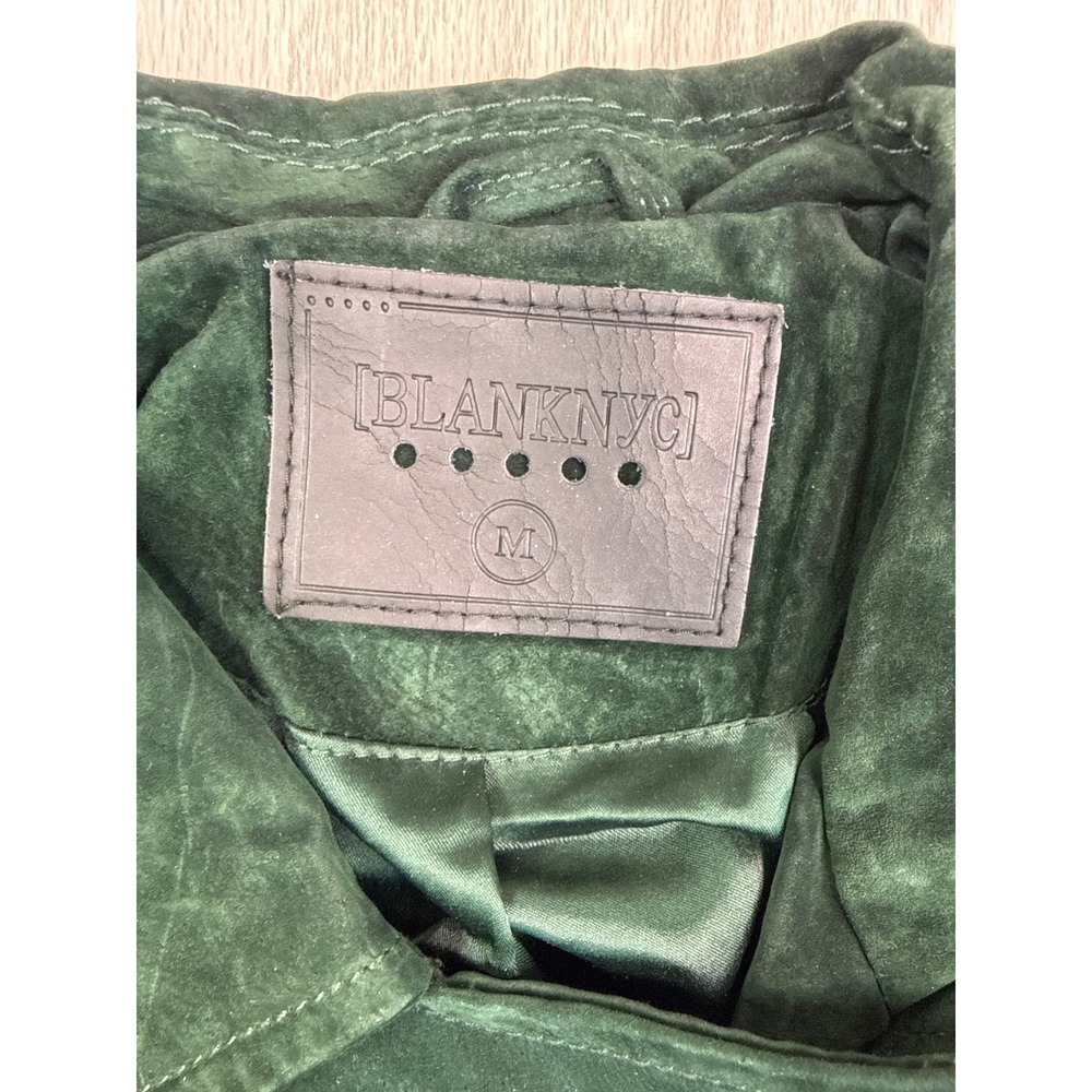 BlankNYC Dark Green Suede Moto Jacket Biker Asymmetrical Zip - Picture 3 of 4